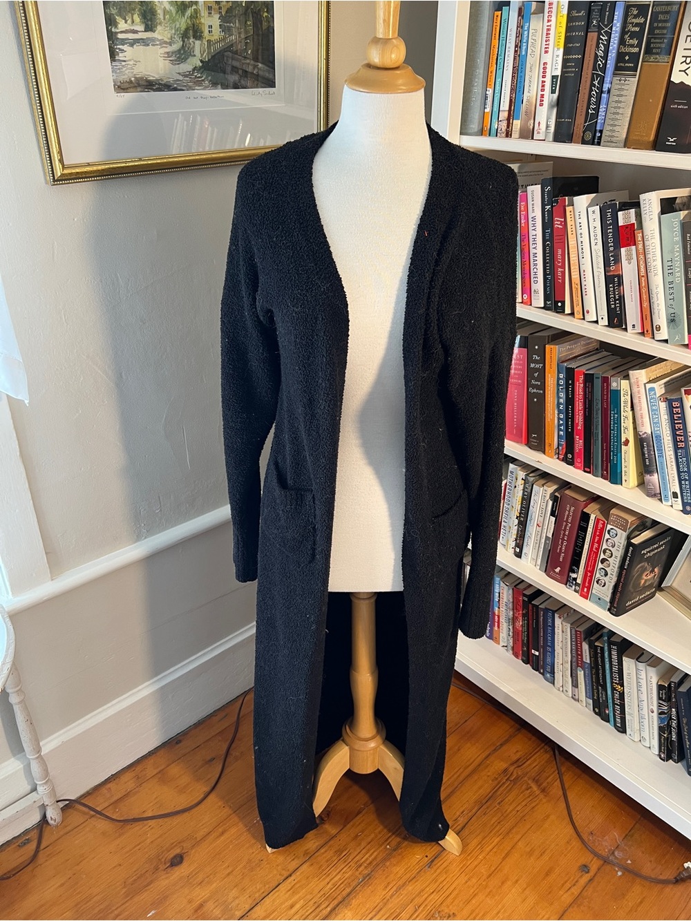 Fashion Nova Black Longline Open-Front Cardigan